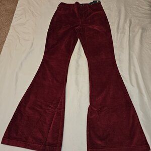 Women's Hollister Bellbottom Pants Burgundy Corduroy NWT